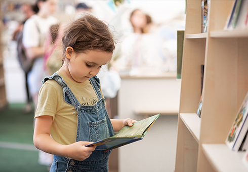 child reading book